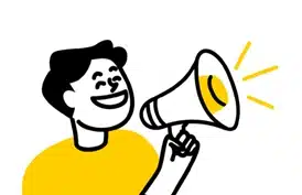 personne avec un mégaphone promotion métier 